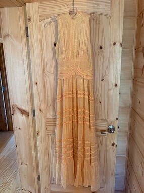 Sleeveless Golden Peach Maxi Dress